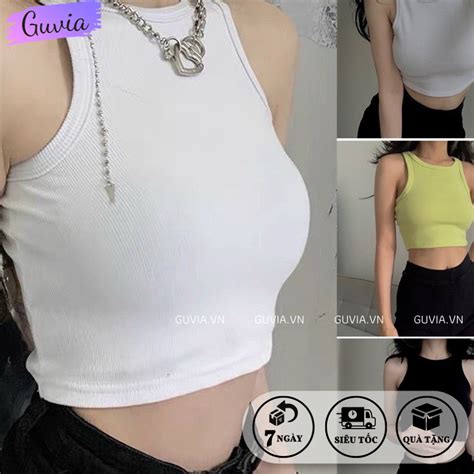 Áo Croptop Ba Lỗ Nữ NGƯỢC Trơn GUVIA Ôm Body Chất Tốt Áo CRT Kiểu nữ ôm