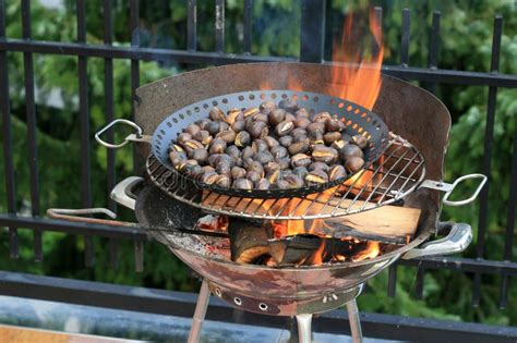 Roasting Chestnuts Stock Image Image Of Grill Fire Oven 1377697