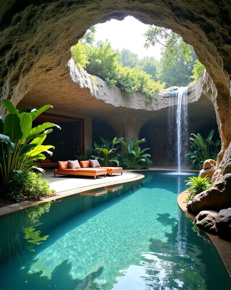 Underground Pool In Cave Contemporary House Dream Backyard Pool