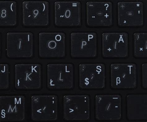 Romanian Keyboard Labels Layout ON Transparent Background with Blue ...