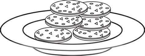 Round Biscuits On Plate Made By Black Line Art 24370382 Vector Art At