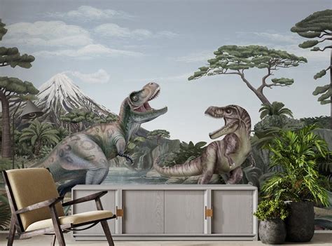 Terrific T-Rex Dinosaur Mural Wallpaper | Giffywalls