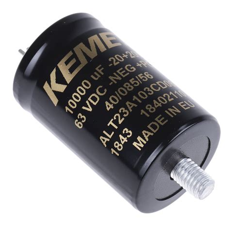 KEMET 10000μF Electrolytic Capacitor 63V dc Screw Mount