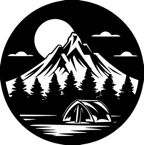 Camping, Black and White Vector illustration 24570857 Vector Art at ...