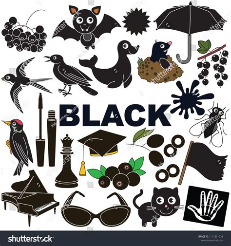 black objects color elements set collection  coloring book template