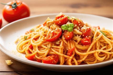 Premium AI Image A Plate Of Delicious Spaghetti