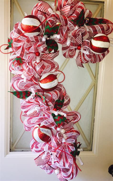 Another Deco Mesh Candy Cane Christmas Wreaths 4th Of July Wreath