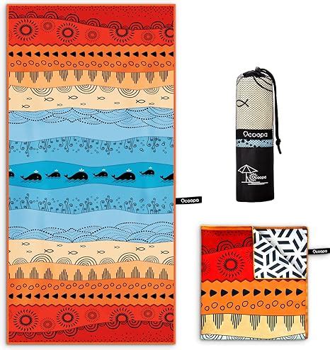 OCOOPA Serviette de plage en microfibre anti sable légère compacte à