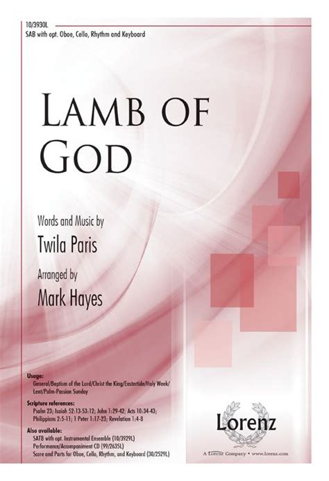 Lamb Of God Von Twila Paris Noten F R Gemischten Chor