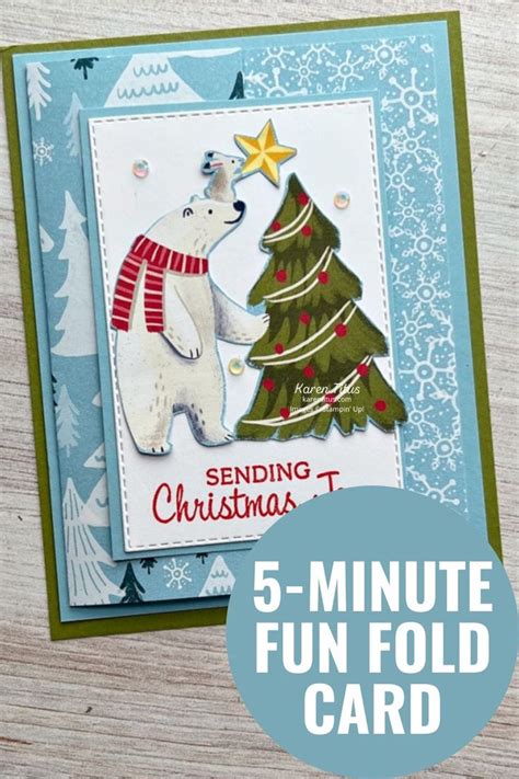 A Polar Bear Holding A Christmas Tree With The Words Minute Fun Fold