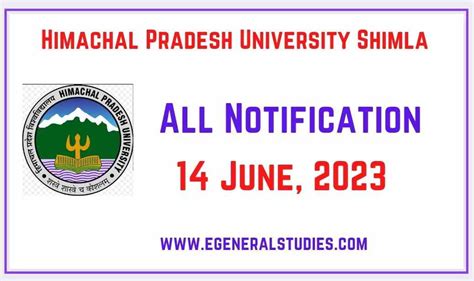 HPU Shimla All Notification -14 June 2023 - General Studies