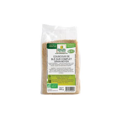 Couscous de blé dur complet grain moyen bio 500g Boutique Naturline