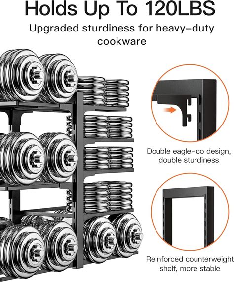 Pot And Pan Organizer Rack For Cabinet Expandable Tier Heavy Duty