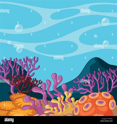 Background scene with coral reef underwater illustration Stock Vector Image & Art - Alamy