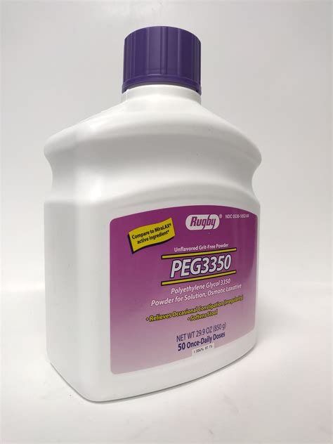 Rugby Unflavored Peg3350 Polyethylene Glycol 3350 Powder For Solution