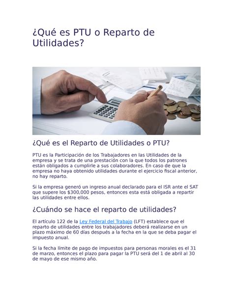 Qu Es Ptu O Reparto De Utilidades Qu Es Ptu O Reparto De