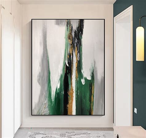 original green abstract paintinggrey white abstract wall artlarge
