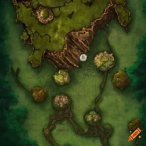 Dnd Enchanted Forest Battle Map With Towering Trees And Lush Foliage On