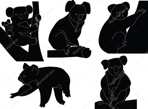 Koala Silhouette Collection — Stock Vector © Vule46 3478209