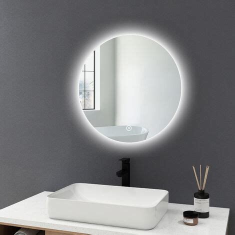 Meykoers Miroir De Salle De Bain Dimmable Cm Rond Miroir Mural