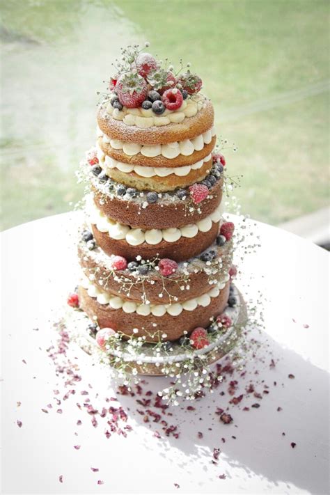 Our Traditional Victoria Sponge Naked Wedding Cake Decorated With Fresh