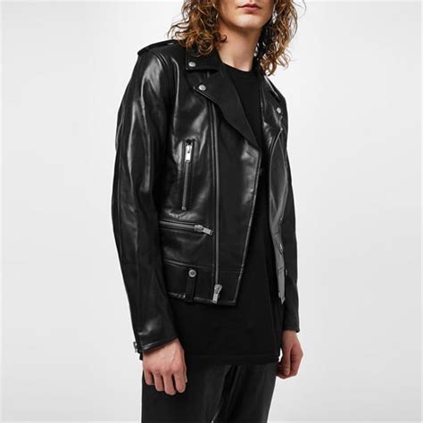 Saint Laurent Classic Leather Biker Jacket Men Noir 1000 Flannels