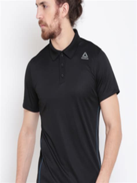 Buy Reebok Men Black Core Polyester Solid Polo Collar Training T Shirt