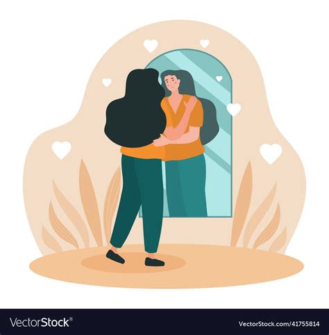 Hugging Own Reflection Royalty Free Vector Image