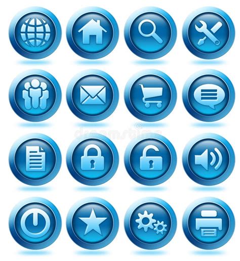 Website Blue Icons Stock Illustration Illustration Of Printer 10965703