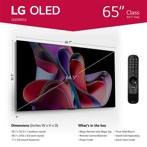 "LG 65"" 4K UHD OLED evo G3 Series Smart TV with Dolby Vision, AI ...