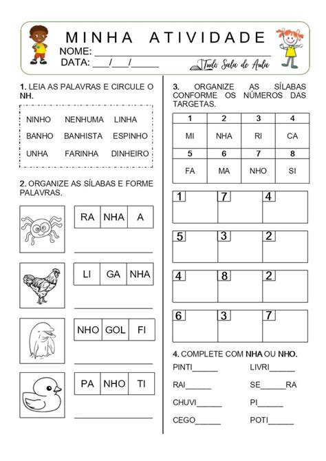 Atividades NH Educação Infantil Atividades nh Palavras