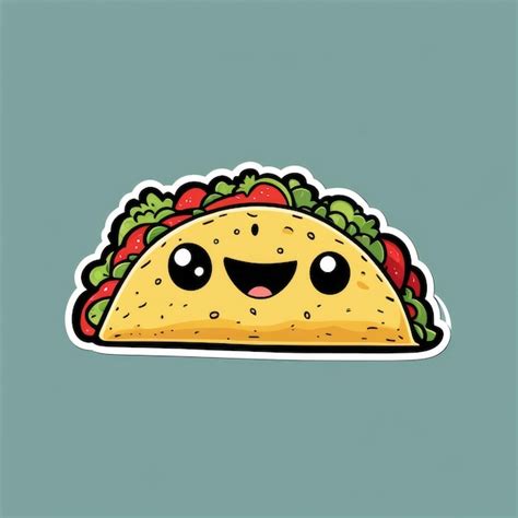 Un Dibujo De Dibujos Animados De Un Taco Con Una Sonrisa En él Foto