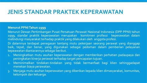 MATERI KULIAH STANDARD PRAKTEK KEPERAWATAN PPT