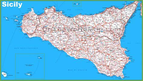 Large Detailed Map Of Sicily With Cities And Towns Within Printable Map