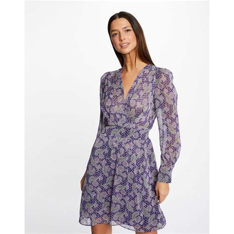 Printed Wrapover Mini Dress Pink Purple Morgan La Redoute