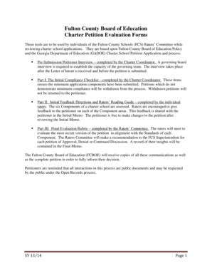 Fillable Online Fulton County Board Of Education Charter Petition