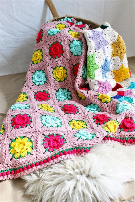 Crochet Flower Blanket, Crochet Pink Blanket, Crochet Rose Blanket ...