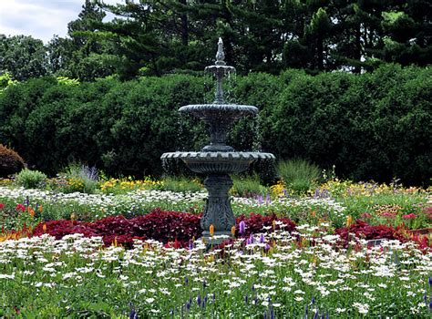 Beautiful Flower Garden With Fountain