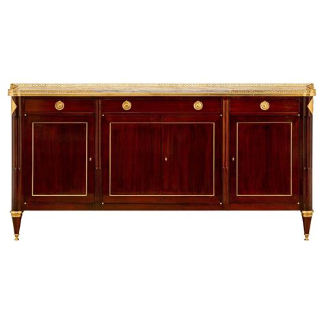 French Th Century Louis Xvi Style Mahogany Ormolu And Marble Buffet