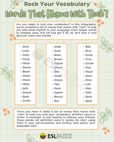 Words that Rhyme with Rock: Rock Your Vocabulary - ESLBUZZ