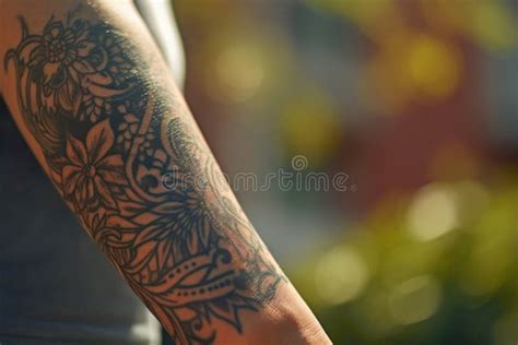 Black tattoo on arm. stock illustration. Illustration of green - 281227144