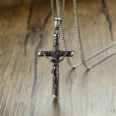 Chapelet Cm Antique Argent Crucifix Croix Breloques Collier