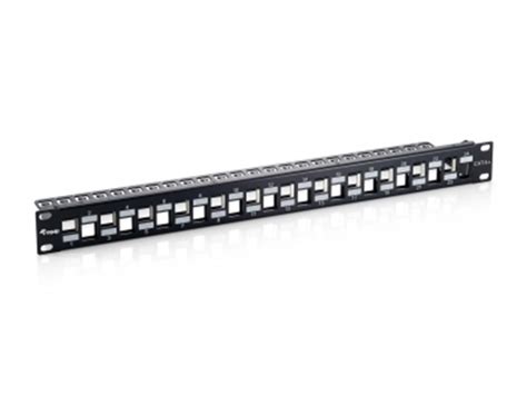 Equip 24 Port Keystone Cat 6A Shielded Patch Panel Black