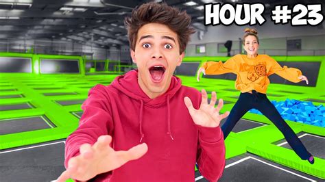 24 HOUR OVERNIGHT CHALLENGE In TRAMPOLINE PARK YouTube