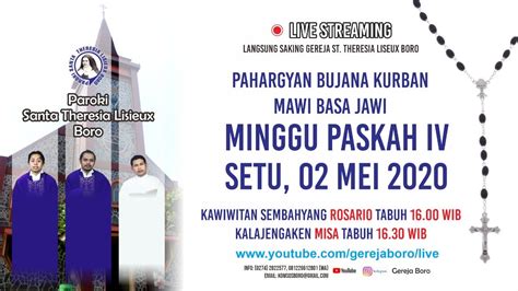 Pahargyan Ekaristi Minggu Paskah IV Setu 2 Mei 2020 Tabuh 16 30 WIB