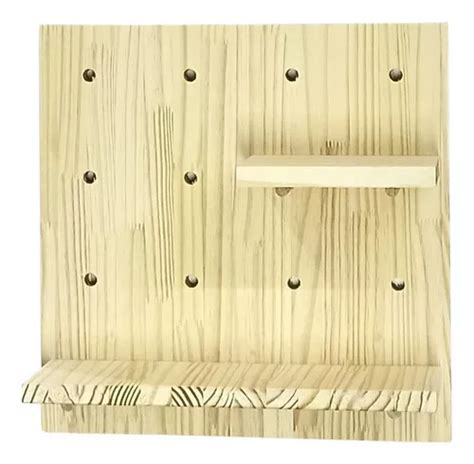 Estante Decorativo De Madera De Pino Con Panel Perforado De 40 Cm