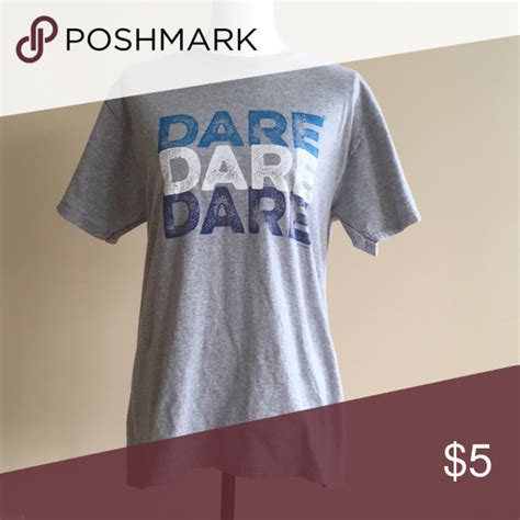 Dare T Shirt Unisex Light Gray With White And Blue Logo Tags Removed