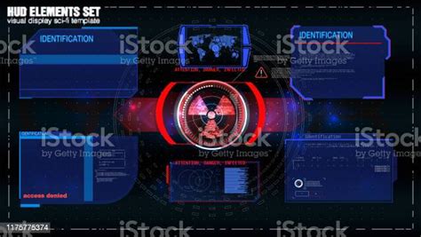 Hud Ui Gui Elemen Layar Antarmuka Pengguna Futuristik Ditetapkan Layar