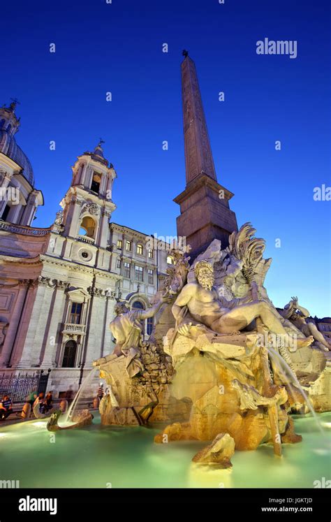 Fontana dei Quattro Fiumi Brunnen der vier Flüsse Piazza Navona Rom