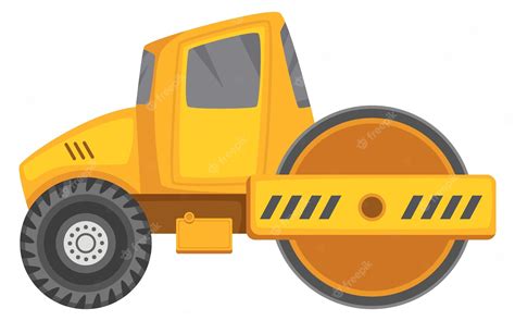 Premium Vector Road Roller Icon Heavy Construction Cartoon Vehicle